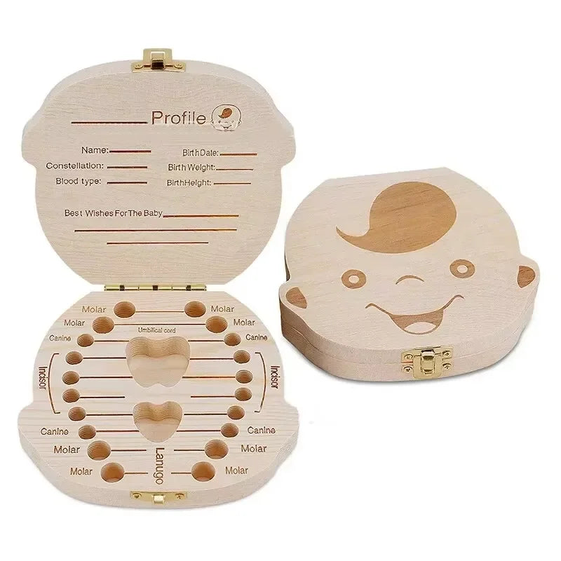 Wooden Baby Teeth Storage Box Kids Tooth Wood Box Organizer Deciduous Teeth Collecting Teeth Umbilical Cord Box Baby Keepsakes