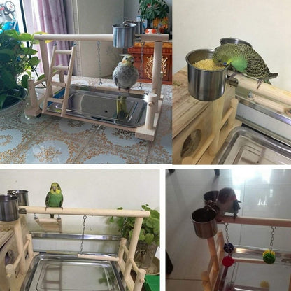 Wooden Small Cockatiel Floor Parrot Standing Stand - EliteMascotas
