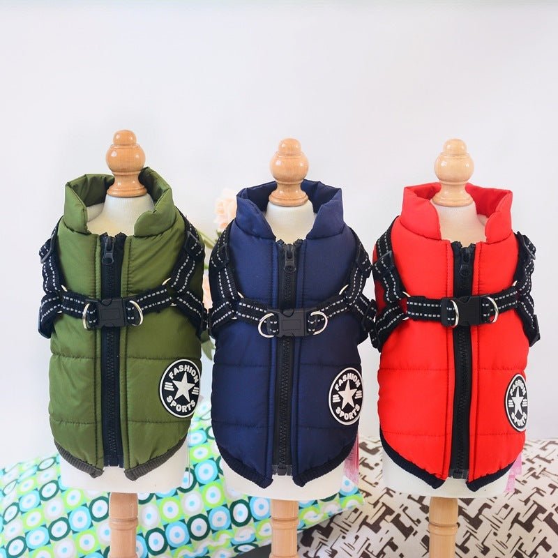 Waterproof Dog Clothes Winter Dog Coat With Harness Warm Pet Clothing Big Dog Jacket Chihuahua Labrador Coat Costume - EliteMascotas