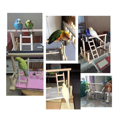 Wooden Small Cockatiel Floor Parrot Standing Stand - EliteMascotas
