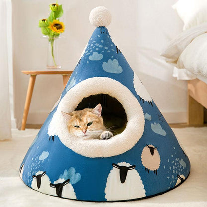 Caja de Arena para Gatos - Casa Yurt Triangular – Privacidad, comodidad y diseño único para tu felino 🐱🏡✨ - EliteMascotas