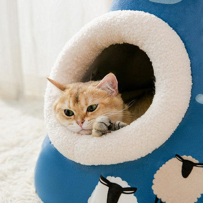 Caja de Arena para Gatos - Casa Yurt Triangular – Privacidad, comodidad y diseño único para tu felino 🐱🏡✨ - EliteMascotas