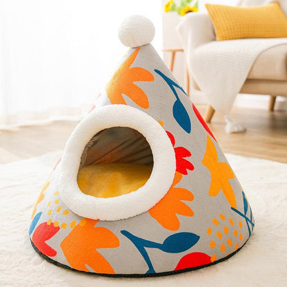 Caja de Arena para Gatos - Casa Yurt Triangular – Privacidad, comodidad y diseño único para tu felino 🐱🏡✨ - EliteMascotas