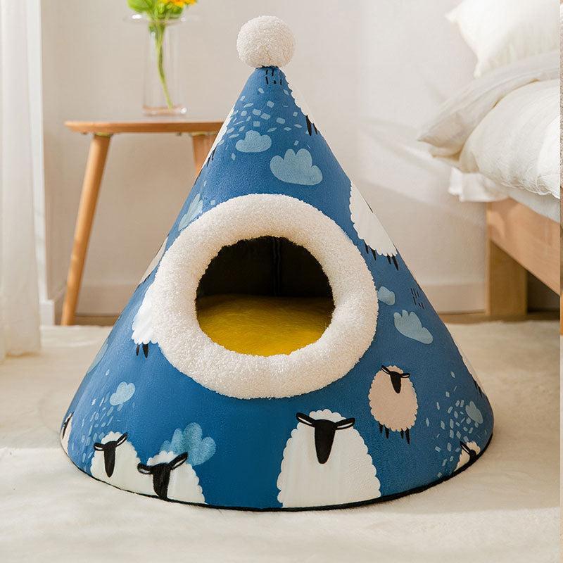 Caja de Arena para Gatos - Casa Yurt Triangular – Privacidad, comodidad y diseño único para tu felino 🐱🏡✨ - EliteMascotas