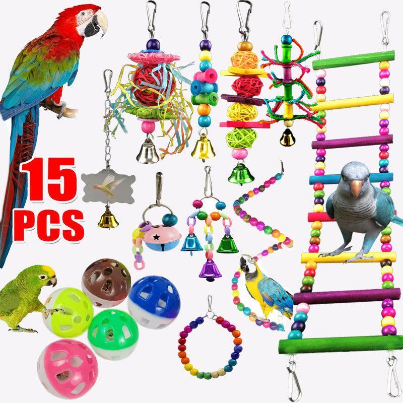 🌿 Juguete Combinado para Loros 10 Piezas – Diversión, Ejercicio y Bienestar en Cada Rincón de su Jaula 🦜🌿🎉 - EliteMascotas