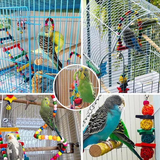 🌿 Juguetes para Loros en Set de 7 Piezas – Diversión, Estimulación y Bienestar para Aves Medianas 🦜🌿 - EliteMascotas