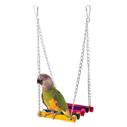 🌿 Puente Colgante Colorido con Columpio Peonía – Diversión, Color y Movimiento para Aves Pequeñas y Medianas 🦜🌸🌈 - EliteMascotas