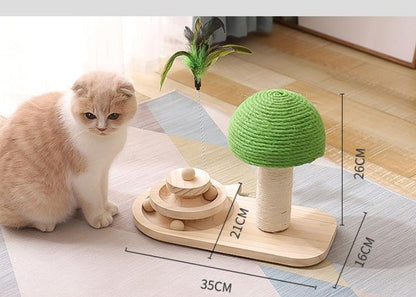 Rascador Interactivo de Madera para Gatos – Diseño natural, juego activo y bienestar 🐾🌿✨ - EliteMascotas