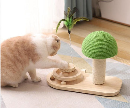 Rascador Interactivo de Madera para Gatos – Diseño natural, juego activo y bienestar 🐾🌿✨ - EliteMascotas