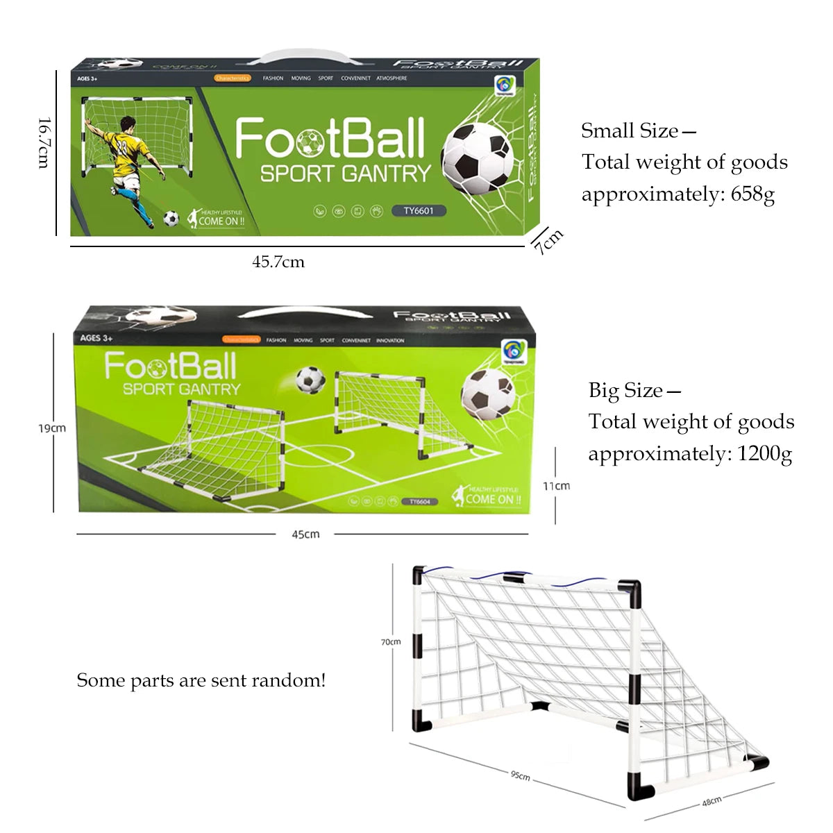 Football Sports Toys Game, Children's Foldable Football Goal with Pump and Ball Outdoor Lawn Soccer Training Gifts for Kids