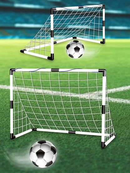 Football Sports Toys Game, Children's Foldable Football Goal with Pump and Ball Outdoor Lawn Soccer Training Gifts for Kids