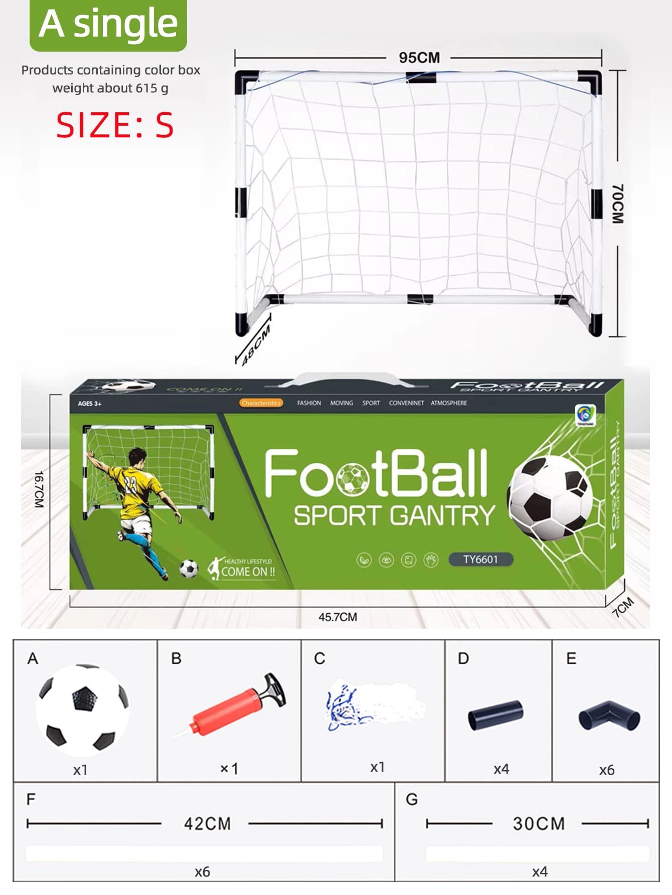 Football Sports Toys Game, Children's Foldable Football Goal with Pump and Ball Outdoor Lawn Soccer Training Gifts for Kids