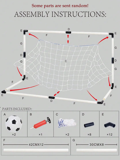 Football Sports Toys Game, Children's Foldable Football Goal with Pump and Ball Outdoor Lawn Soccer Training Gifts for Kids