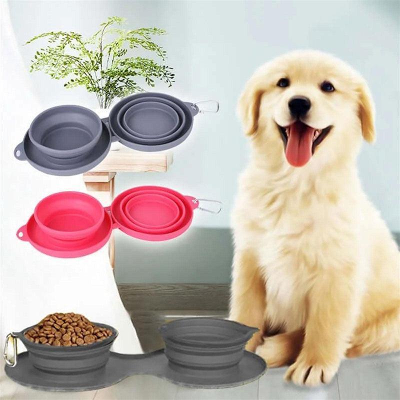 Tazón Doble Plegable de Silicona para Mascotas – Comodidad y orden en cada comida 🐶🐱✨ - EliteMascotas