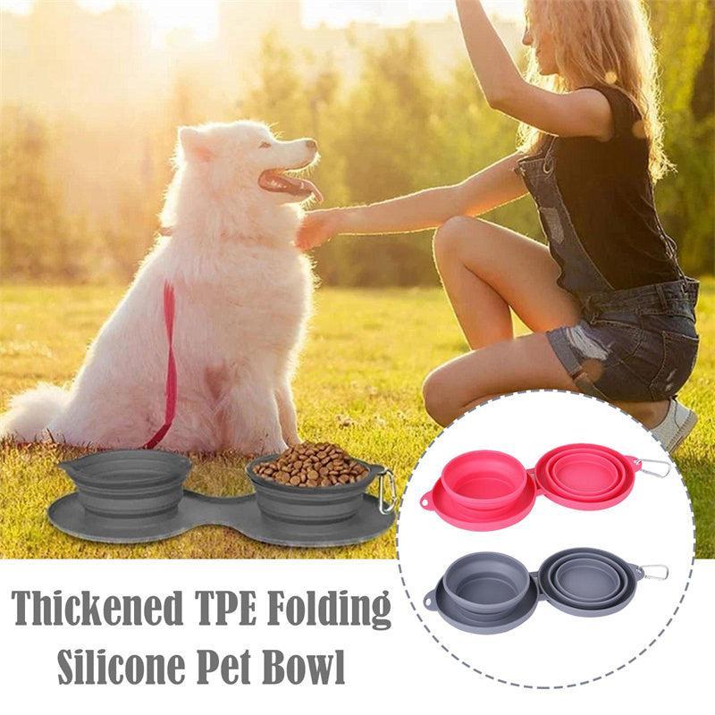 Tazón Doble Plegable de Silicona para Mascotas – Comodidad y orden en cada comida 🐶🐱✨ - EliteMascotas
