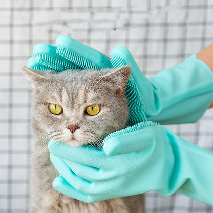 Guante de silicona para el cuidado de mascotas™ 🐾 Cepillo suave para quitar el pelo suelto y masajear perros y gatos