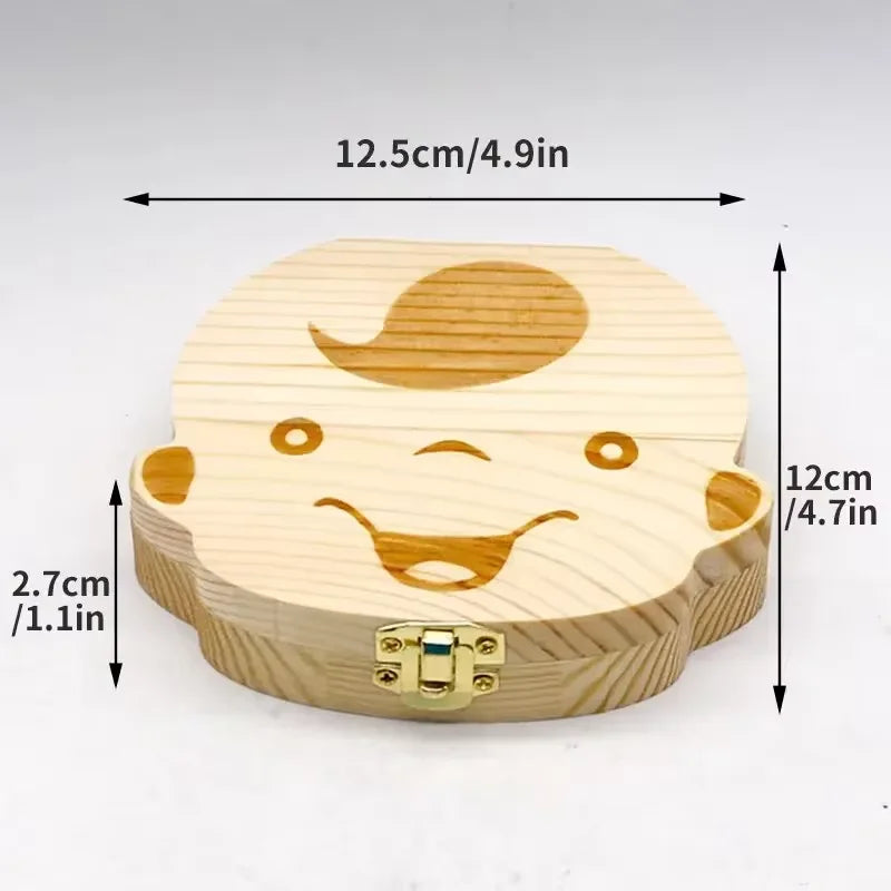 Wooden Baby Teeth Storage Box Kids Tooth Wood Box Organizer Deciduous Teeth Collecting Teeth Umbilical Cord Box Baby Keepsakes